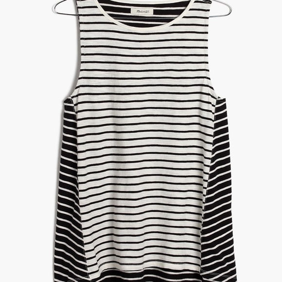 LAST CHANCE Madewell Striped Tank Top Black Cream Forward Seam NWT - Picture 8 of 8